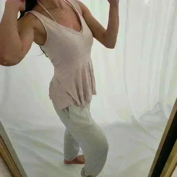 Free people violet lavender scoop Is neck softing top summer yoga lounge sleep - Picture 3 of 8